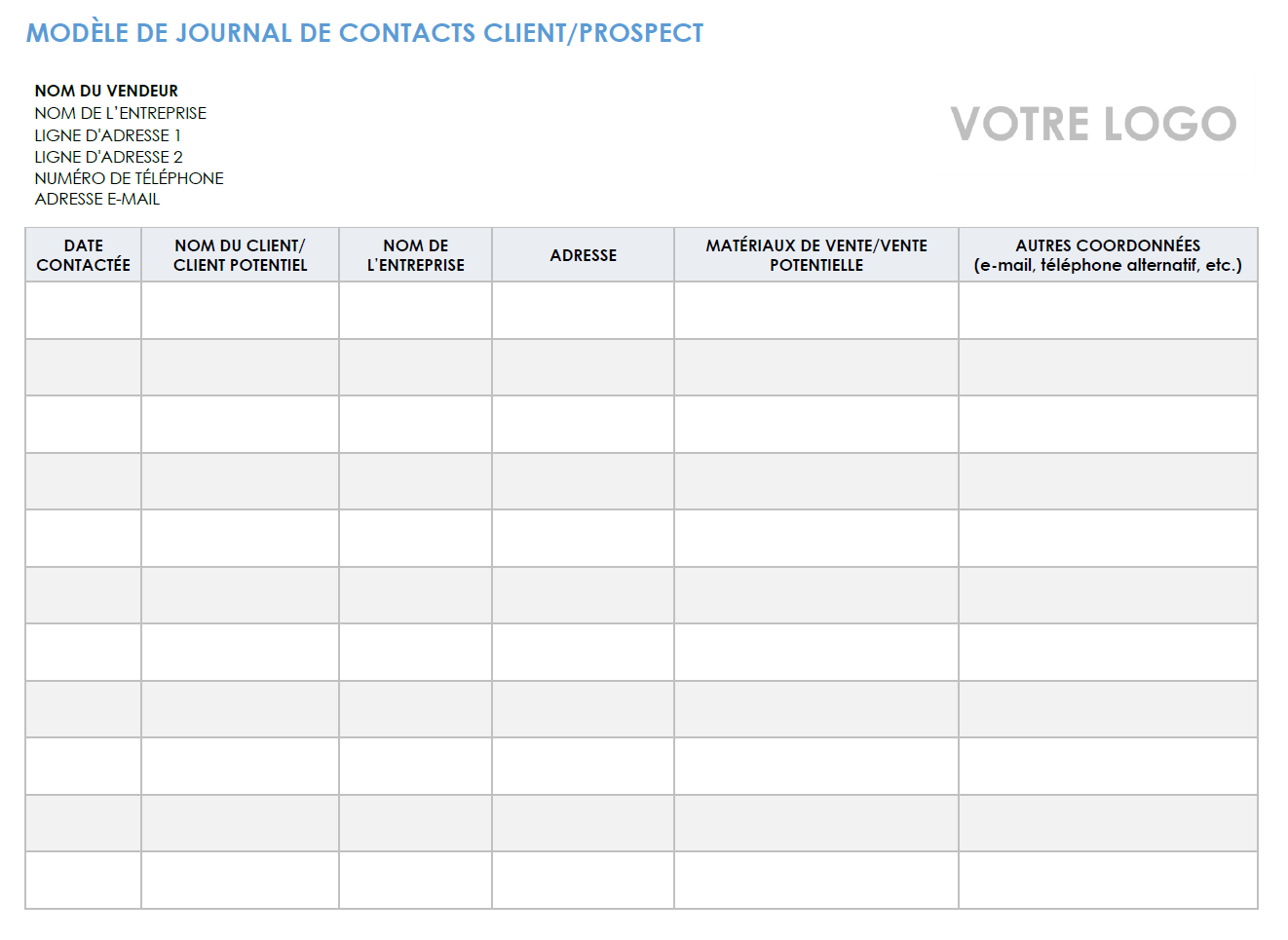 Journal de contact clients prospects