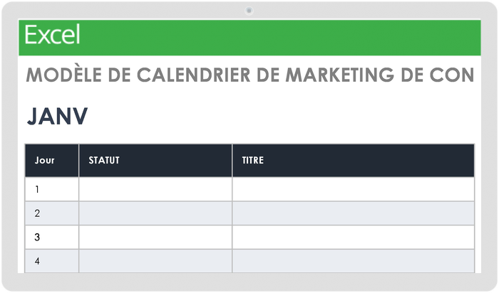 Calendrier de marketing de contenu