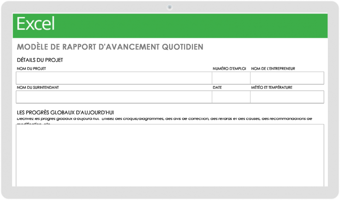 Rapport d'avancement quotidien du projet