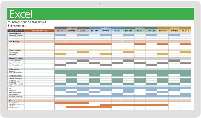 Modèle de calendrier de marketing d'événement