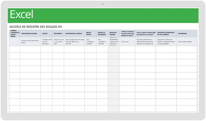 Modèle de registre des risques RH