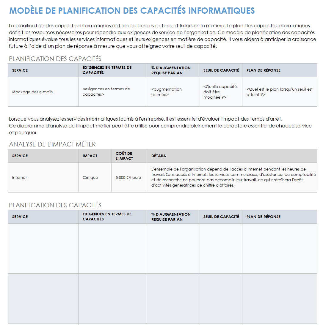 Planification de la capacité informatique