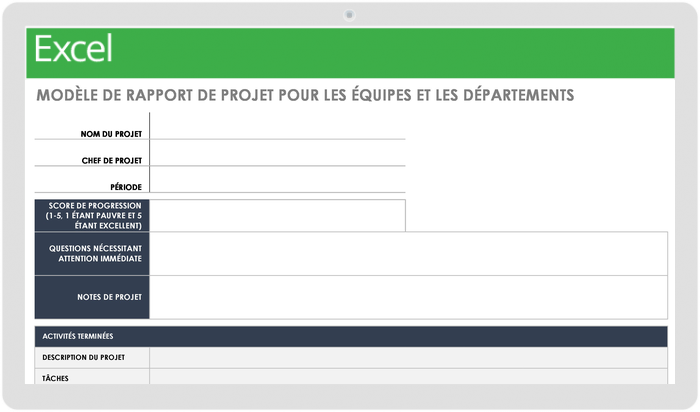 Rapport de projet pour les équipes et les départements