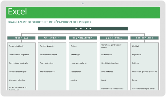 Modèle de diagramme de structure de répartition des risques