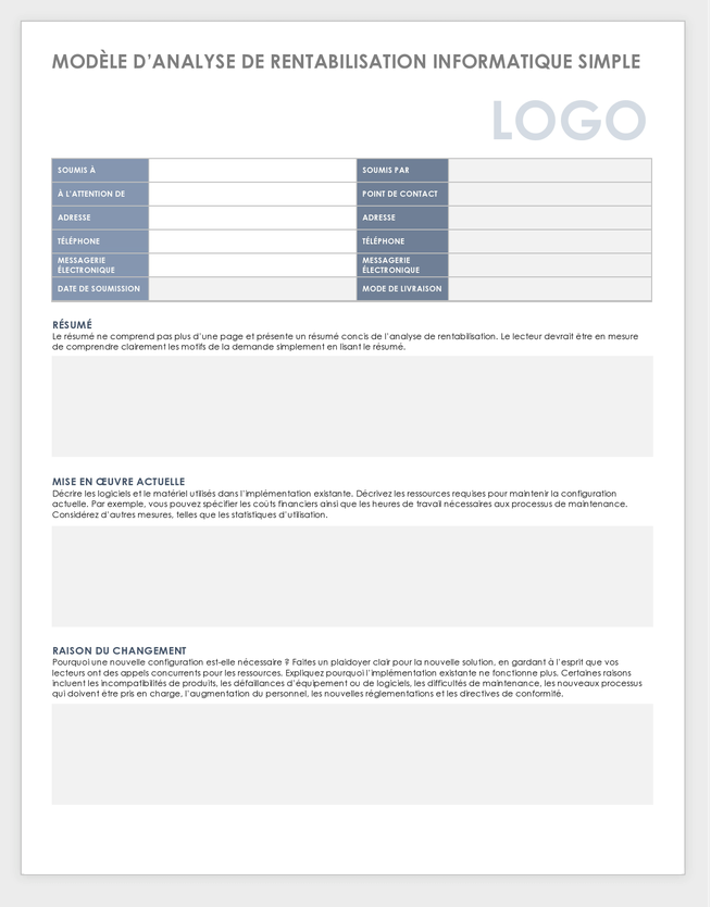 Analyse de rentabilisation informatique simple