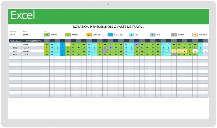 Horaire de rotation du travail